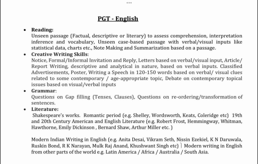 EMRS PGT English Syllabus