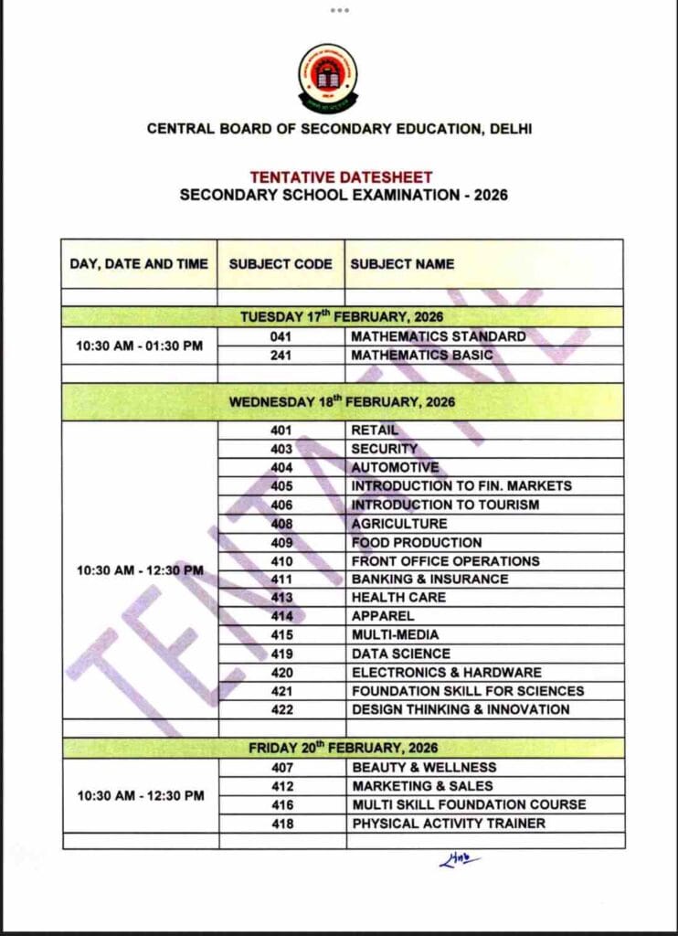 CBSE Class 10 Board Exam 2026