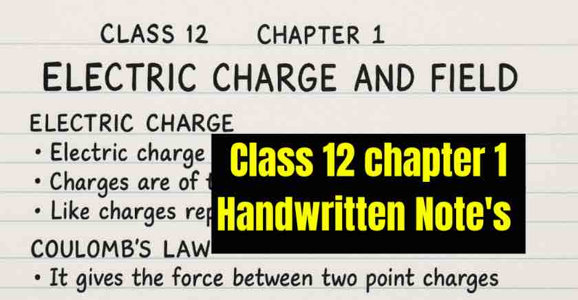 Class 12 Electric Charges and Fields Notes