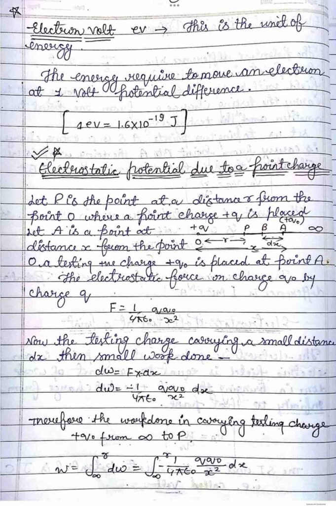 Electric Potential and Capacitance Notes Class 12