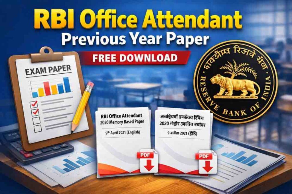 RBI Office Attendant Previous Year Paper- Free Download