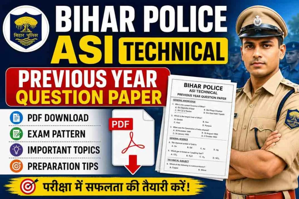 Bihar Police ASI Technical Previous Year Question Paper PDF download