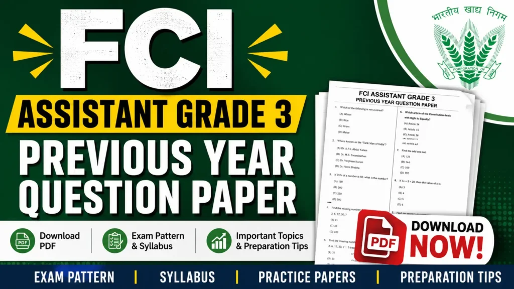 FCI Assistant Grade 3 Previous Year Question Paper