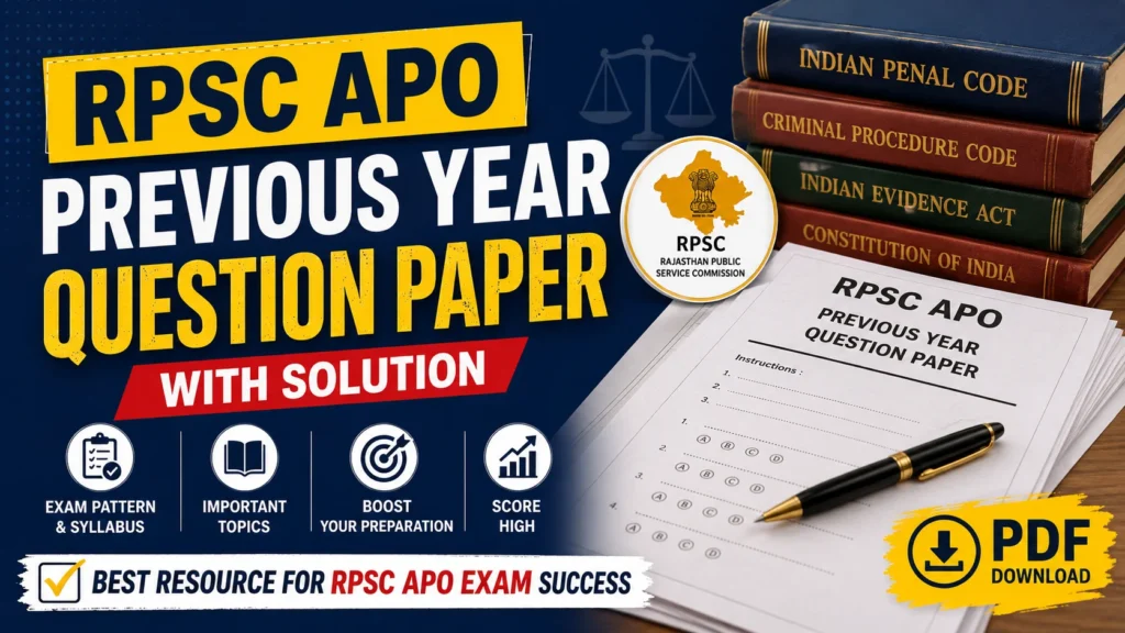 RPSC APO Previous Year Question Paper PDF Download with Solution