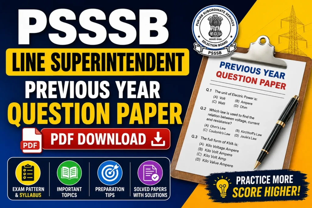 PSSSB Line Superintendent Previous Year Question Paper