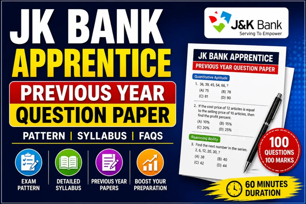 JK Bank Apprentice Previous Year Question Paper