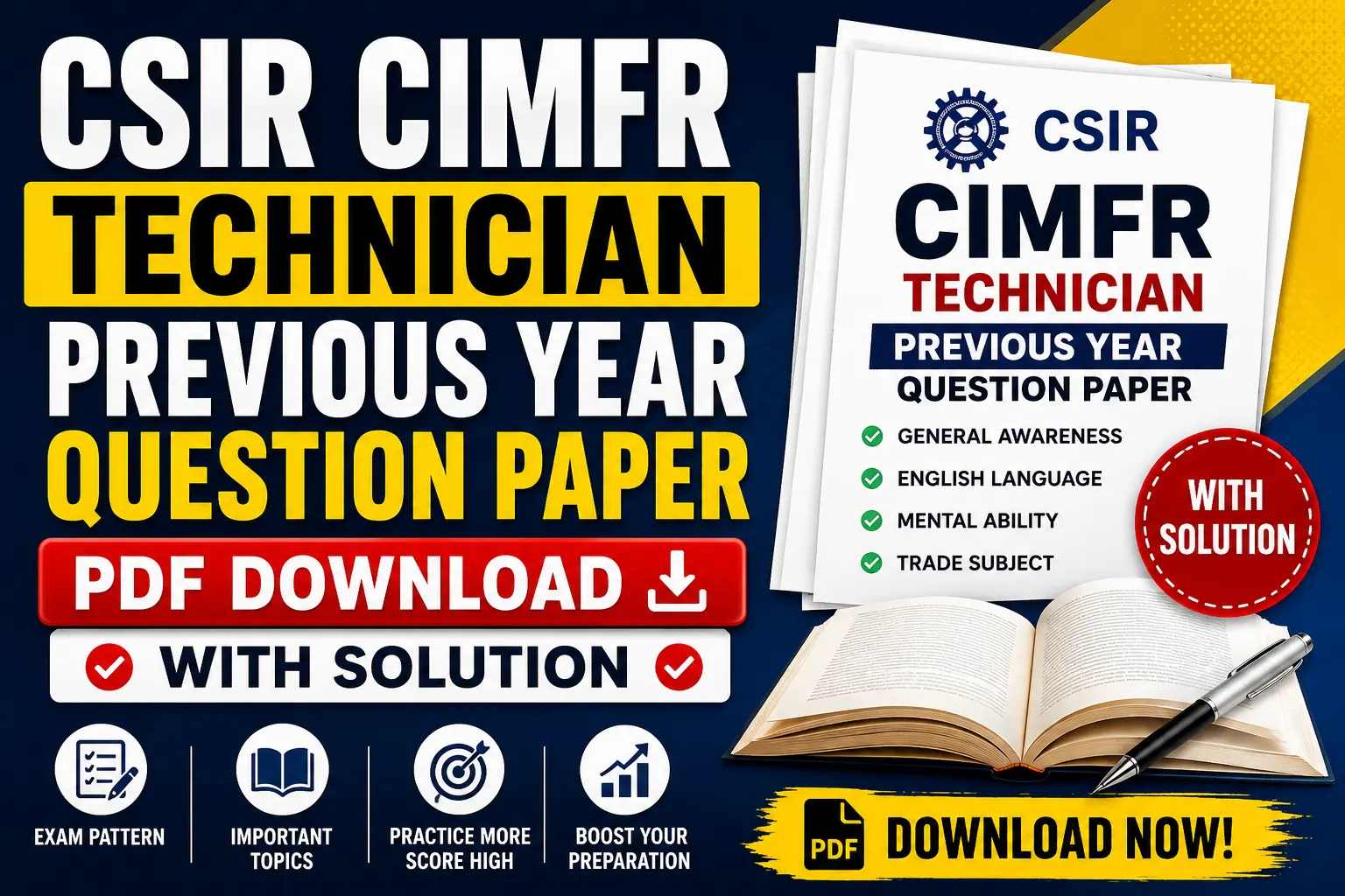 CSIR CIMFR Technician Previous Year Question Paper PDF Download With ...