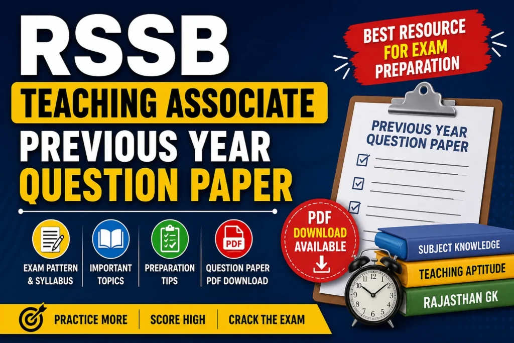 RSSB Teaching Associate Previous Year Question Paper