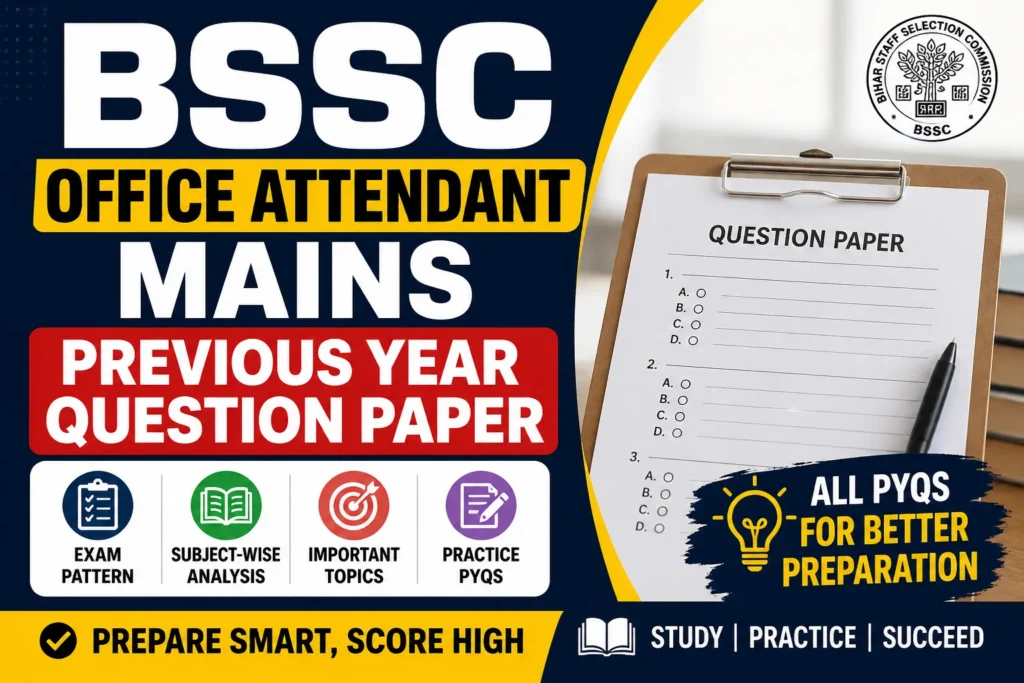 BSSC Office Attendant Mains Previous Year Question Paper