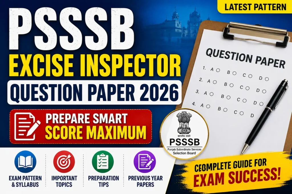 PSSSB Excise Inspector Question Paper 2026