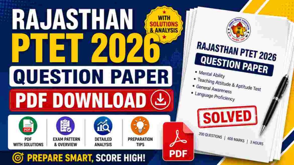 Rajasthan PTET Question Paper 2026 PDF Download