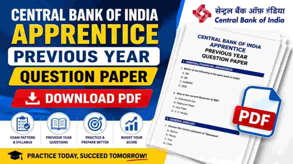 Central Bank of India Apprentice Previous Year Question Paper