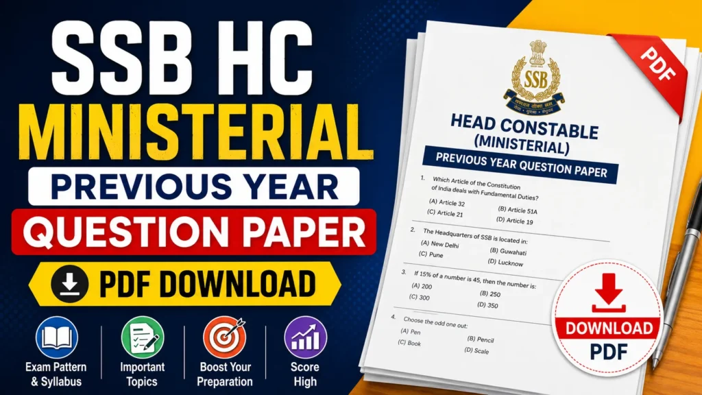 SSB HC Ministerial Previous Year Question Paper