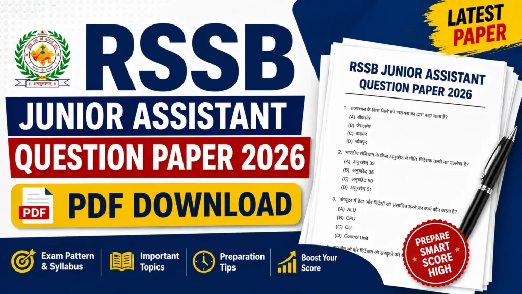 RSSB Junior Assistant Question Paper 2026 PDF Download