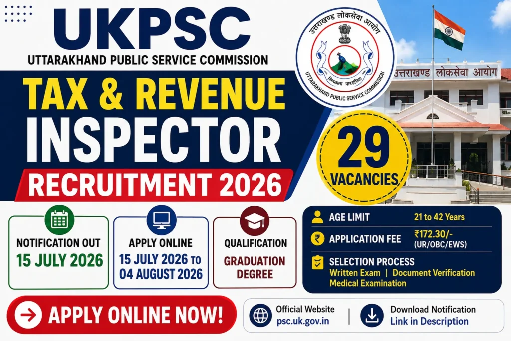UKPSC Tax & Revenue Inspector Recruitment 2026