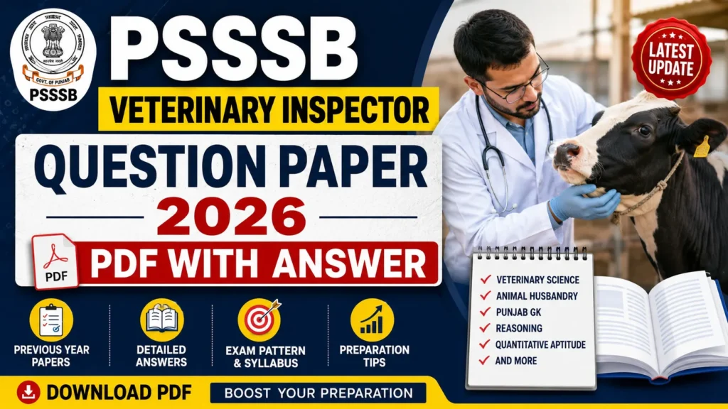 PSSSB Veterinary Inspector Question Paper 2026