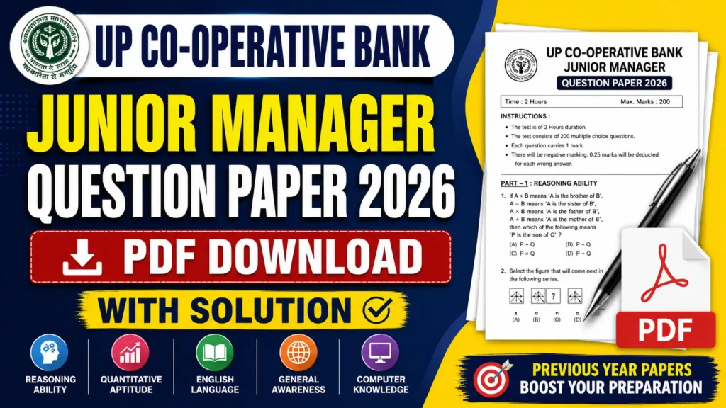 UP Co-operative Bank Junior Manager Question Paper 2026