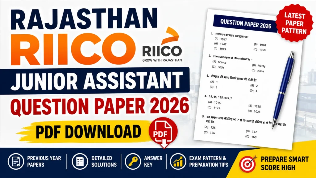 Rajasthan RIICO Junior Assistant Question Paper 2026