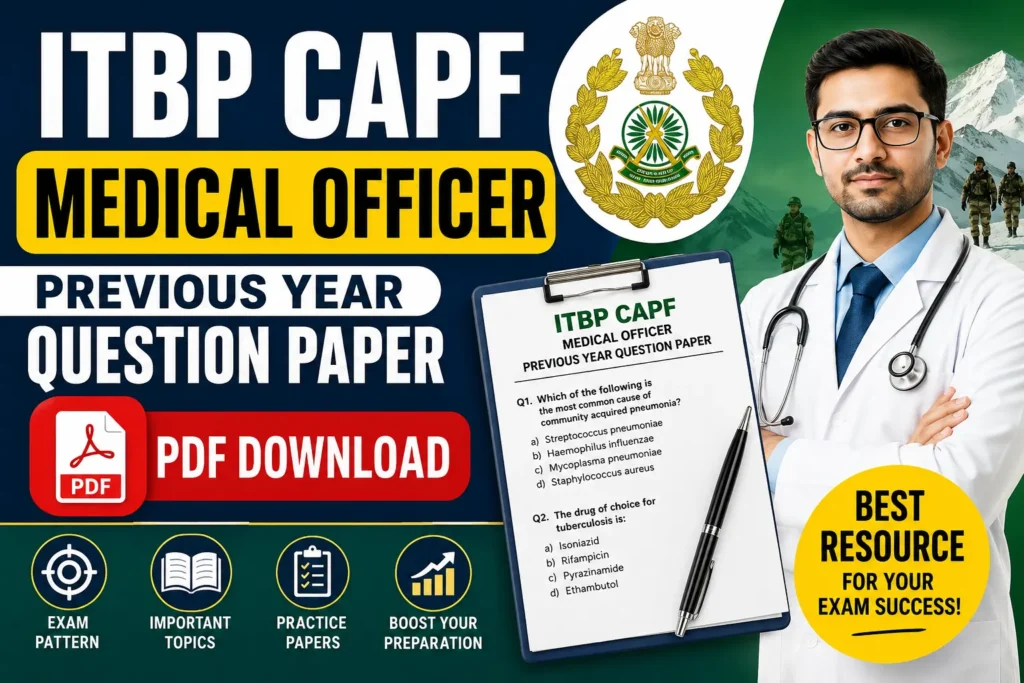 ITBP CAPF Medical Officer Previous Year Question Paper PDF Download
