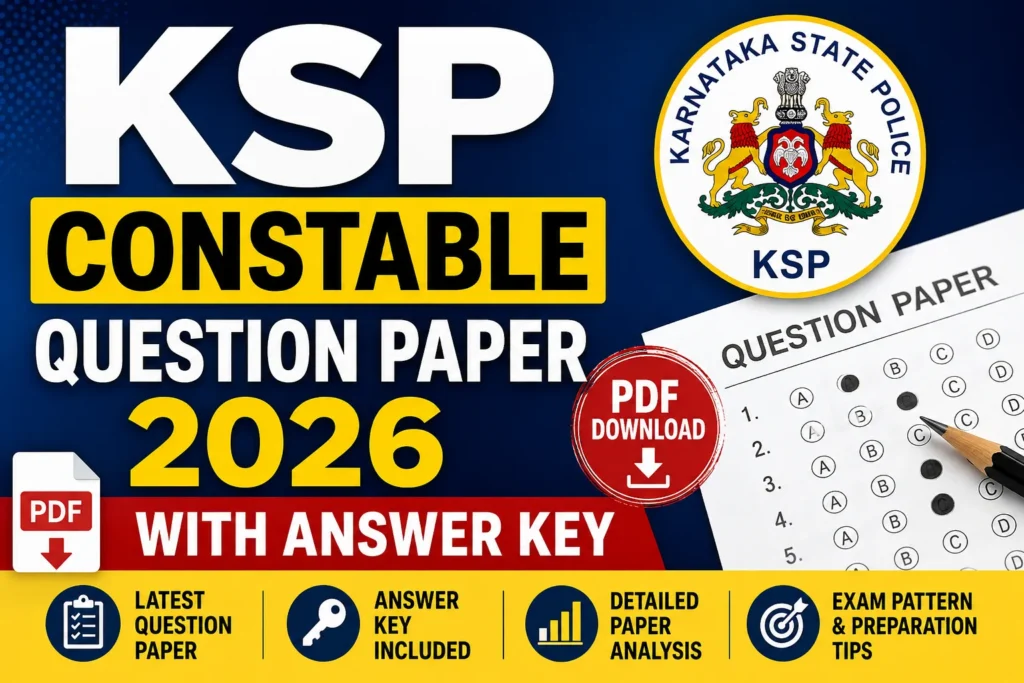 KSP Constable Question Paper 2026