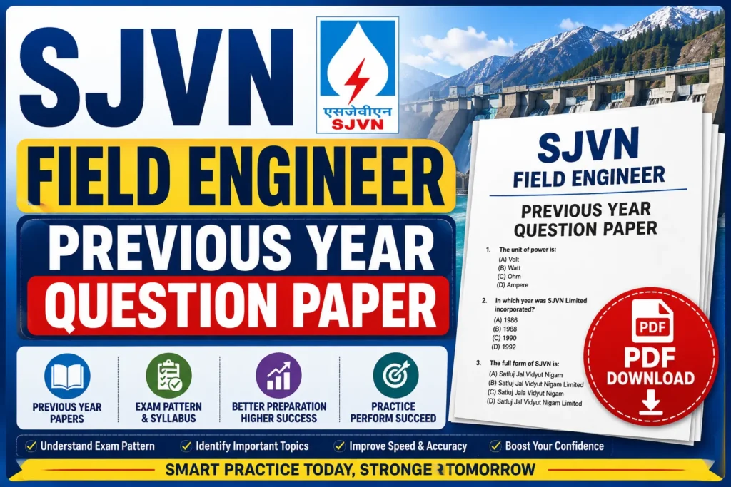 SJVN Field Engineer Previous Year Question Paper PDF Download