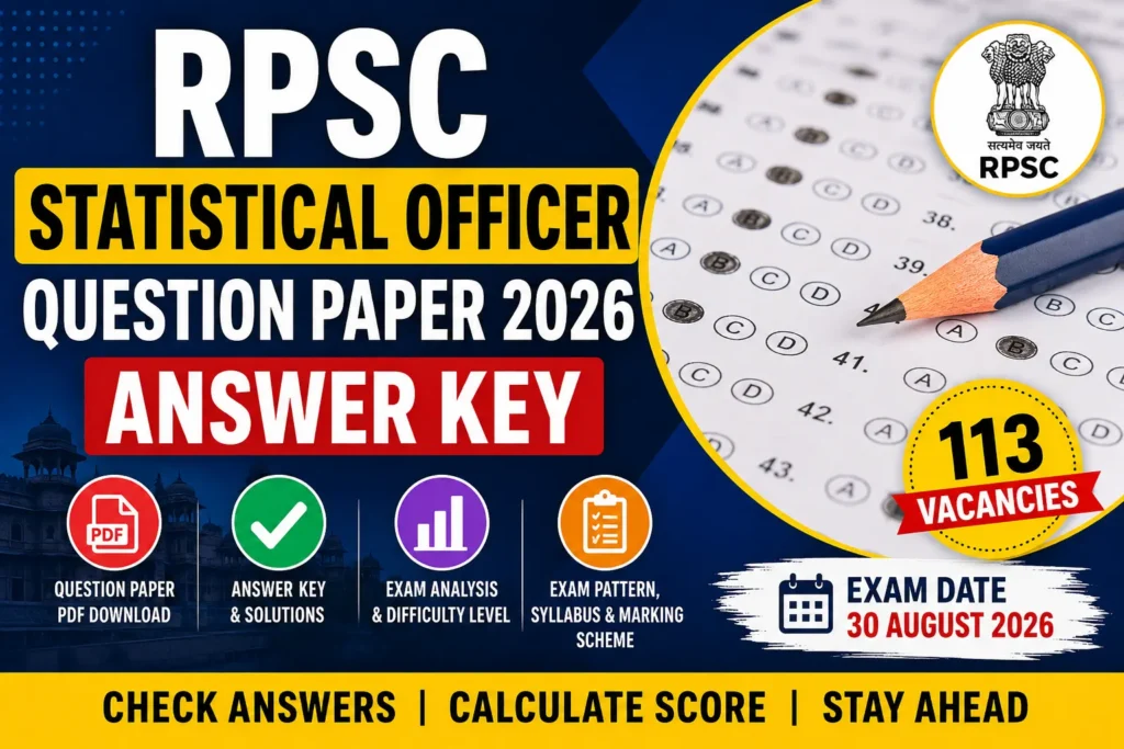 RPSC Statistical Officer Question Paper 2026